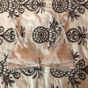 Nude and white lace bralette